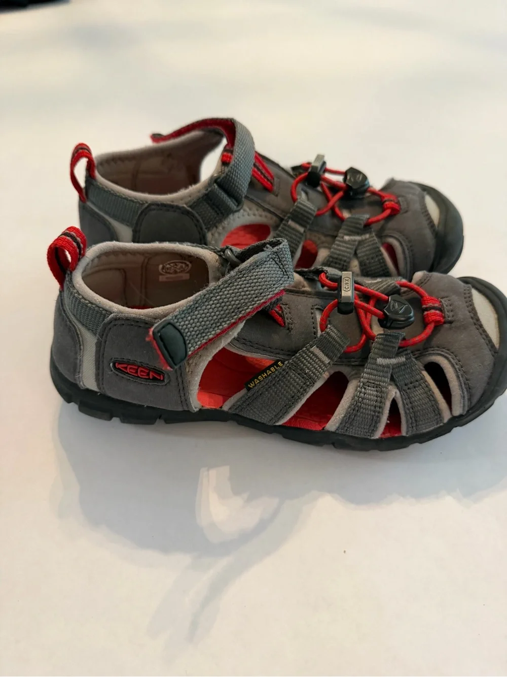 Keen Kids Gray and Red Closed-Toe Sandals